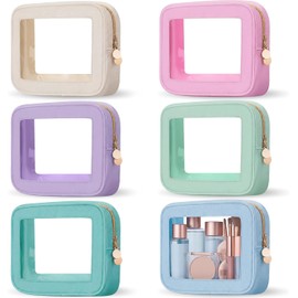 Cosmetic Bag Organizer Travel, Compact Lightweight Accessory for Travel and Daily Use - Abbylike 6 Clear Makeup Valentine