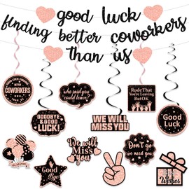 Pre-Strung Good Luck Finding Better Coworkers Than Us Banner, Gold Glitter Going Away Party We Will Miss You Decorations, Great for Goodbye Farewell Job Change Party