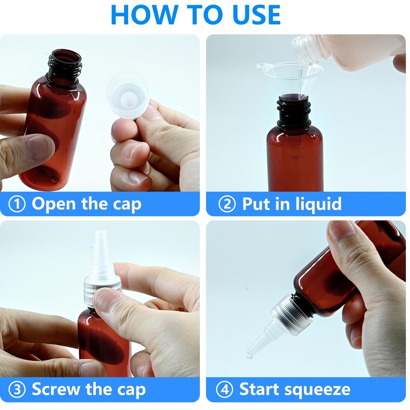 DTDNZKN 4 Pack 1 Oz (30ml) Amber Plastic Essential Oil