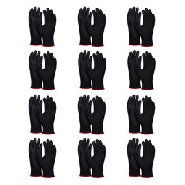 DONAU SAFETY Assembly Gloves Size 08, 12 Pairs/Cat II/Black/Gloves, Work Gloves Made of Polyester/Polyurethane/Garden/Builders, Mechanics