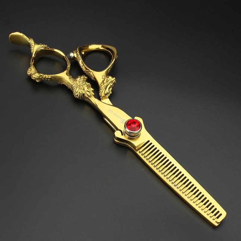 Golden Barber Scissors Hair Sparse Scissors Set and Hair Scissors