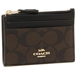 Coach F88208 COACH F88208 (5) IMAA8 Outlet Coin Case, Pass Case, Signature Coin Purse, Commuter Holder, Brown/Black, Brown, (5)IMAA8 Brown/Black