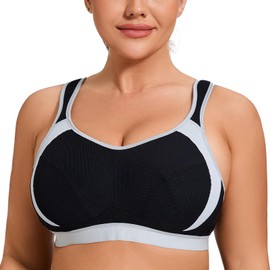 AGONVIN Women's High Impact Support Wirefree Bounce Control Plus Size Workout Sports Bra Black 32F