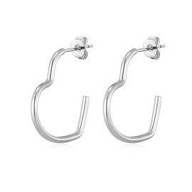 Philip Jones Silver Plated Heart Hoop Earrings