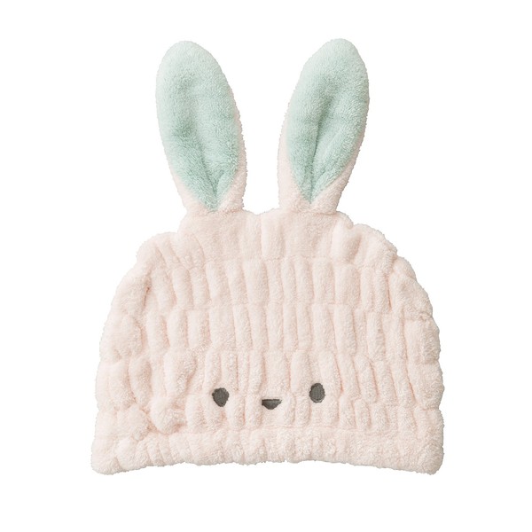 CB Japan Carari Zooey Towel Cap, Facial Cleansing, Pool, Bath, Microfiber with 3x Absorption Power, Rabbit, Head Circumference: 17.3 - 31.5 in (44 - 80 cm), Quick Absorption Fiber Gaps, Quick Dry