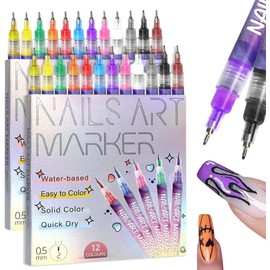 Kit de Plumas para Pintura de Uñas, Nuevas Plumas para Pintura de Uñas 2025, Herramienta de Pintura 3D de Uñas de 12 Colores, Herramienta DIY para Dibujo Graffiti, Pintura de Puntos (2)