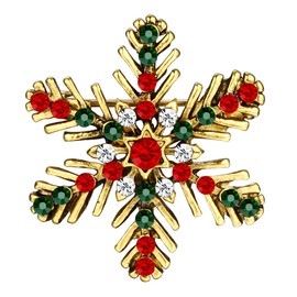 LOLIAS Christmas Brooch Pin for Women Girls Snowflake Christmas Bell Wreath Crystal Rhinestone Brooches Pins Green Red Enamel Brooch Pins Fashion Christmas Decoration