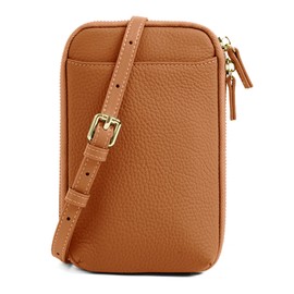 imeetu Smartphone Shoulder Pouch Women's Genuine Leather Mini Shoulder Bag with Elastic Key Chain Lightweight, Multifunctional, Simple, Casual, Stylish, Crossbody Shoulder Bag, brown (caramel)