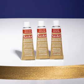 AMACO Rub n Buff Wax Metallic Finish - 3 Rub n Buff Gold Leaf 15ml Tubes - Versatile Gilding Wax for Finishing Furniture Antiquing and Restoration - Rub and Buff Colors Set of Three