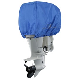 Explore Land Outboard Motor Cover - Waterproof 600D Heavy Duty Boat Engine Hood Covers - Fit for Motor 50-115 HP, Blue