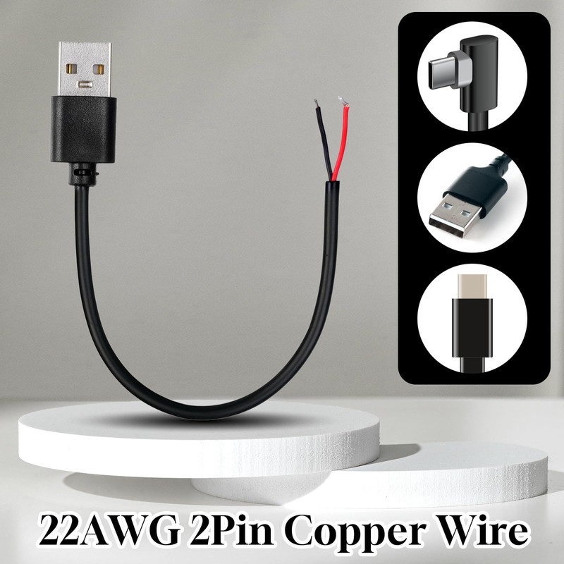 8 Pcs 1FT 22AWG USB 2.0 Male 2Pin Pigtail Cable,