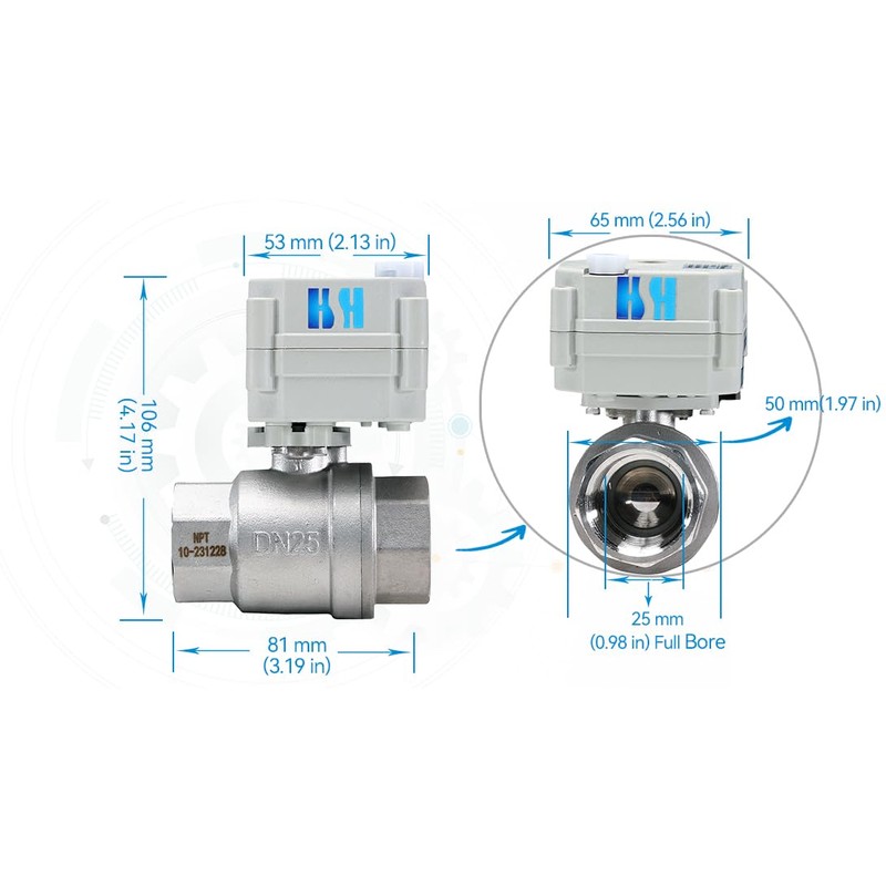 HSH-Flo 1 inch NPT 2 Way 12VDC 9-24VAC/DC Stainless Steel