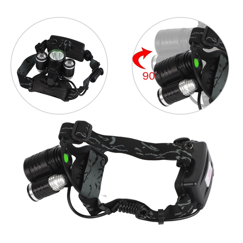 3LED 1T6+2R2 Aluminum Alloy Charging Strong Light Waterproof Head Lamp