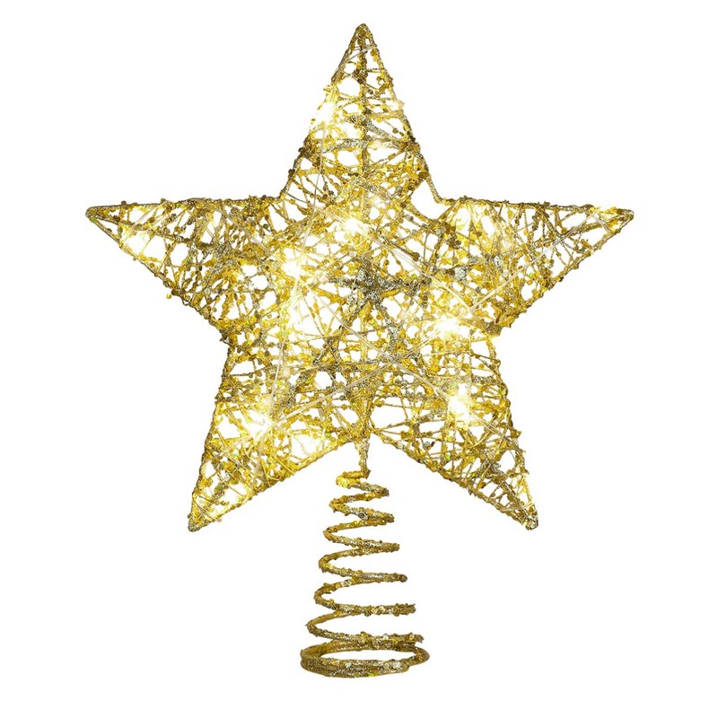 Yardwe Christmas Star Tree Topper Lighted, Glitter Xmas Star Treetop