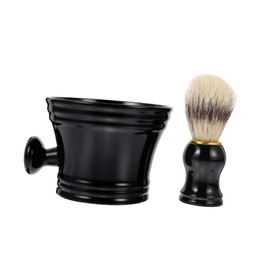 minkissy 2-piece Men's Shaving Kit Brush Soap Bowl Set for Gentle Shaving Grooming