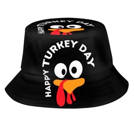 Kicoyuaz Thanksgiving Turkey Bucket Hat for Men Women, Fashion Unisex Print Funny Bucket Hat