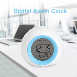Zerodis LED 7 Farben ändern aufwachen Licht Uhr Digital Thermometer Timer Tisch Schreibtisch Wecker mit Snooze Funktion