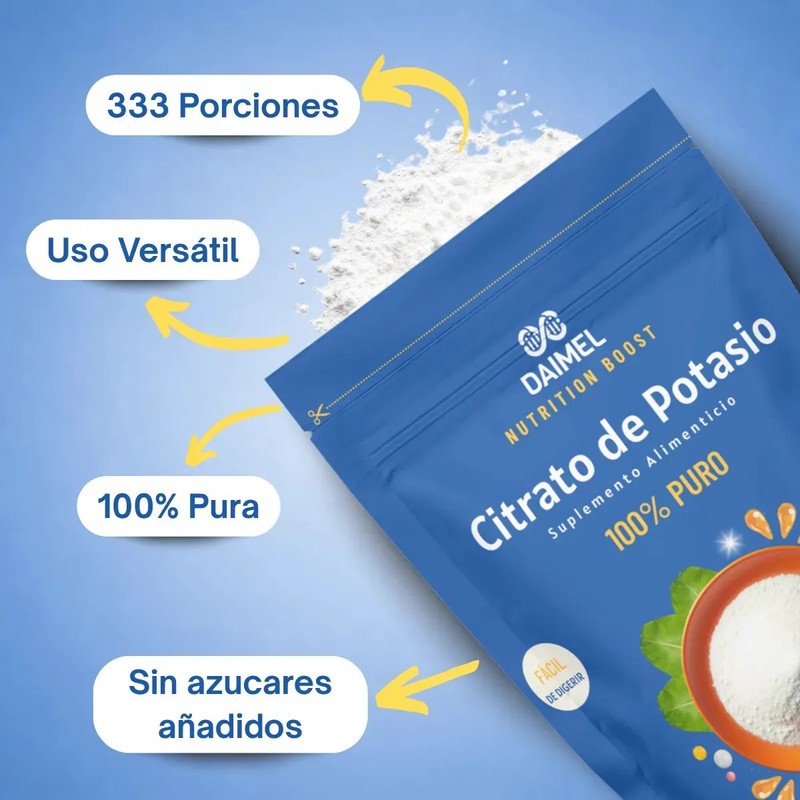 Citrato de Potasio en Polvo Daimel 1 Kg Sin Sabor