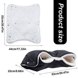 XNIVUIS Pram Hand Warmer Gloves, Pram Hand Warmer, Pram Muff Breathable, Waterproof, Windproof, for Prams, Buggies, Bicycle Trailer Accessories, Winter, One Size (Black)