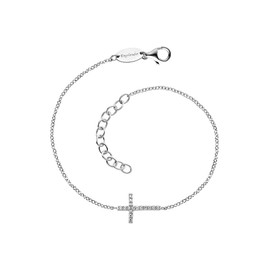 Engelsrufer Women's Sterling Silver Cubic Zirconia Cross Bracelet 17+3cm Nickel Free, Silver, Cubic Zirconia