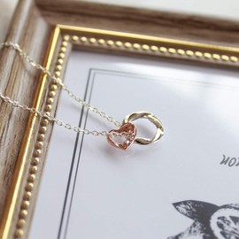 The Kiss SPD772DM Women's Gift Accessory Diamond Heart Silver Necklace Christmas Anniversary Birthday Wrapping Bag with Box, Silver, Diamond