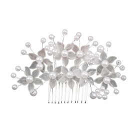 Simple White Flower Pearl Handmade Hair Comb Hair Accessories for women