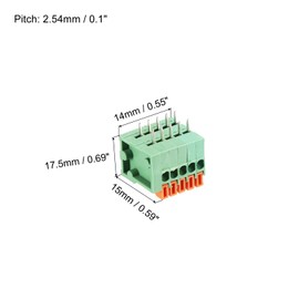 sourcing map 5 Packs PCB Spring Clamp Block Connector KF141R 150V 2A 2.54mm 5 Positions 90 Degree for PCB Board Electronics Computer