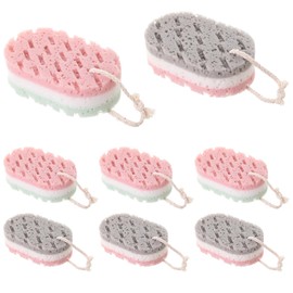 8Pcs Bath Sponge Shower Sponge Exfoliating Sponge 3 Coloured Sponges with Hanging Strings for Men Women Adults Kids Body Cleaning Supplies