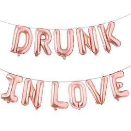 REIANS 16" Drunk Balloons Banner Foil Letters Mylar Balloons for Bachelorette Parties, Weddings, Bridal Shower (Rose Gold)