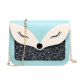 A-QMZL Girls Handbags Mini Shoulder Bag Little Girls Crossbody Bag Purse Cute Fox Chain Messenger Bag for Girls Kids Toddler Teens (blue)