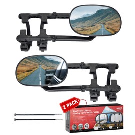 MirroGuard Extended Towing Mirrors, Universal Clip-On Side Mirror Extensions for Pickups, RVs, and Trailers, Tow Mirrors with Extenders (Model MG91) (Black)