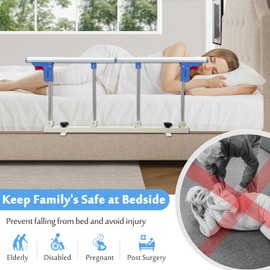 Mybow Bed Rails for Elderly Adults Safety Bedside Guard Assist Rails for Seniors Folding Bed Rails Hospital Medical Collapsible Bed Railings to Prevent Falling Handicap Pull Up Assist Handle Bars Cane