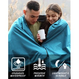 Outdoor Waterproof Camping Blanket - Hooded Fleece Windproof Blanket for Stadium, Sporting Events, Concert, Picnic, Car, Boat - Packable Camp Blanket for Cold Weather, Camping Gear Must Haves