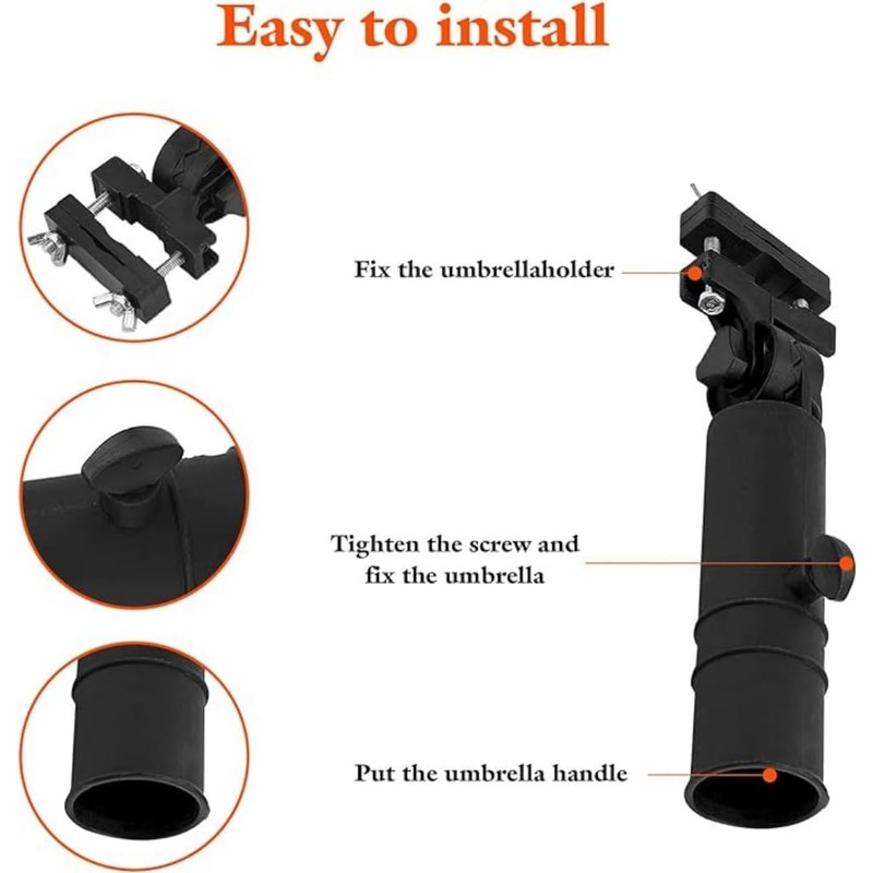 Universal Golf Cart Umbrella Holder, Adjustable Stand for Push Cart,