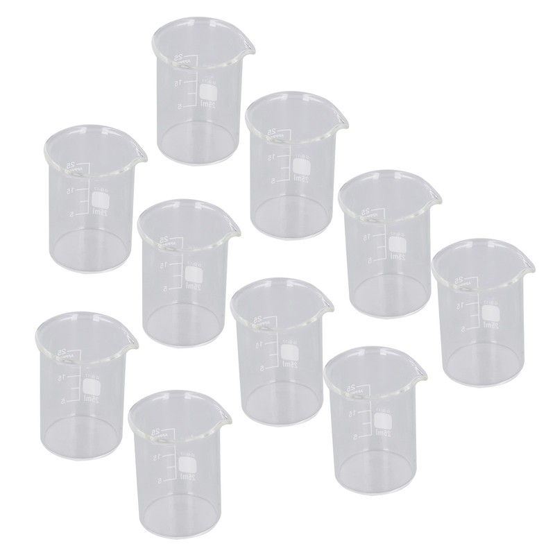 10PCS Glass Beaker Set Experiment Measuring Cup with Scale Teaching