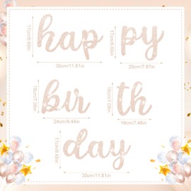 Glittery Happy Birthday Banner, 6 ft Pre-Strung Shiny Happy Birthday Script Sign Garland Strands for Birthday Party Decorations for Girl Boy Women Men