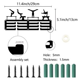 CREATCABIN Medal Holder for Gymnastics Medal Hanger Metal Medal Holder Black Shelf Hanger Organiser Medal Stand Small Frame Wall Mounted Hanging for Over 40 Medals 29 x 13 cm