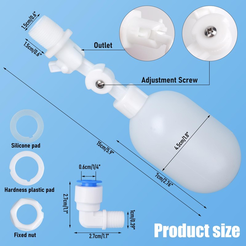 MUDUOBAN 1/4 Inch Tube Float Valve RO Water Reverse Osmosis