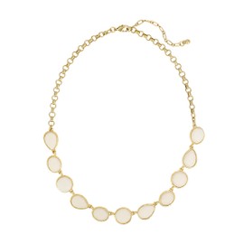 DAUPLAISE Jewelry Natural Stone Necklaces for Women, Gold Collar Necklace for Women with Natural Epoxy Stones, 16 Inch