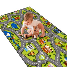 STARUIA Washable Kids Play Rug for Playroom, Boys Car Rug for Kids Toy Cars Have Fun Safely, Non-Slip Educational City Road Rugs Carpets for Kid Room Bedroom, 60" x 32"