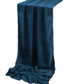 New Creations Fabric & Foam Inc, Chiffon Table Runner Extra Long, Wedding Runners, Holiday Table Runners, Long Table Runners, (Teal, 14" Wide x 120" Long)