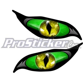 ProSticker 9020 (One Set) 5" x 12" Green Yellow Evil Eyes Decal Sticker
