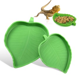 Hi.FANCY Leaf-Shaped Plastic Reptile Feeding Dish, 2 Sizes, Easy to Clean, Suitable for Tortoises, Lizards, Hamsters, Snakes