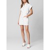 [BLANKNYC] Womens White Denim Shorts Sleeve Romper with Patch Pockets,