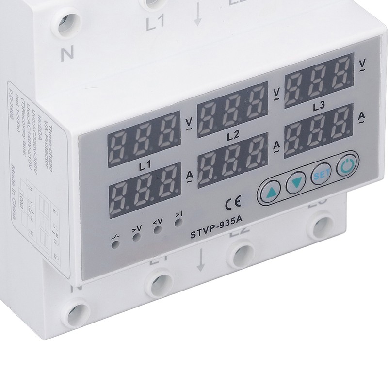 Over Under Voltage Protector 80A 3 Phase Auto Reset Voltage