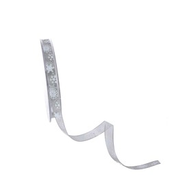 93212-10-20-90 Transparent Grey Organza Ribbon Snowflakes Christmas Gift Ribbon