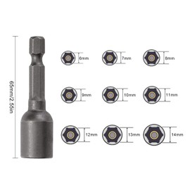 Jicyor Pack of 9 6-14 mm Socket Spanner Inserts 1/4, Impact Wrench, Magnetic Socket Adapters 1/4 Inch, Nut Adapter Extension for Cordless Screwdrivers and Screwdrivers