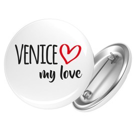 Huuraa Button Venice My Love Badge Size for All Fans of Venice Italy Gift Idea for Friends and Family, Metal