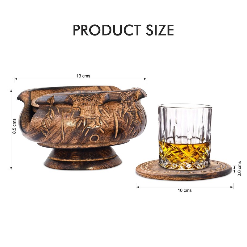 Set of 6 Handmade Wooden Drinks Coasters: Eco-Friendly, Absorbent, Antique