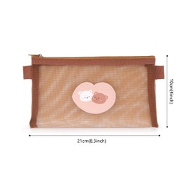 CHEERYMAGIC Clear Pencil Case, Cute Mesh Zipper Pencil Bags Exam Pencil Pouch Multipurpose Stationery Storage Bag Makeup Bag for Students School Office Supplies Cosmetics Travel Accessories A7XXBD